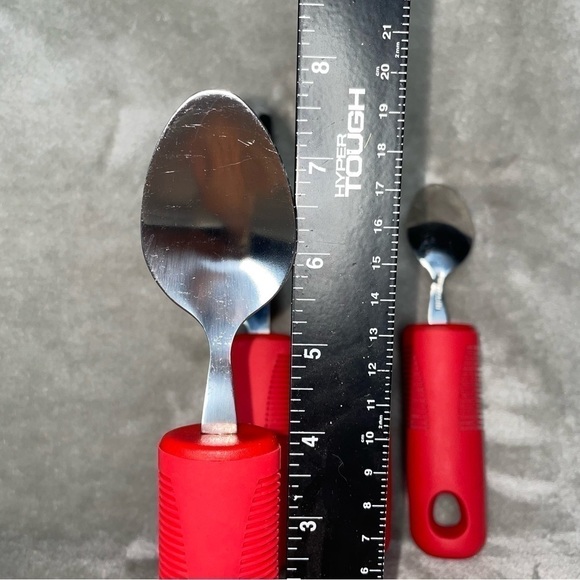 daptive Extra Large Easy Grip Stainless Steel Silverware Set 4 Piece Red - Picture 4 of 8